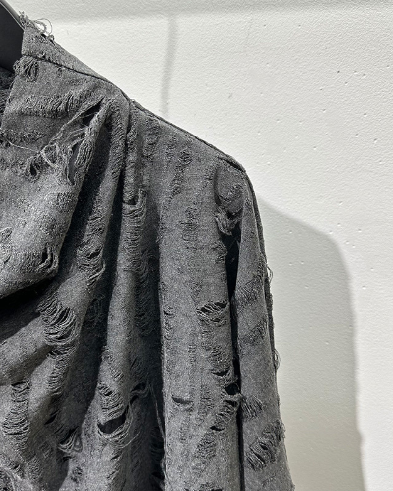 Sweat à Col Montant Chic Effet Usé -  vêtements streetwear - Sweat à Col Montant Chic au Style Usé et Confortable