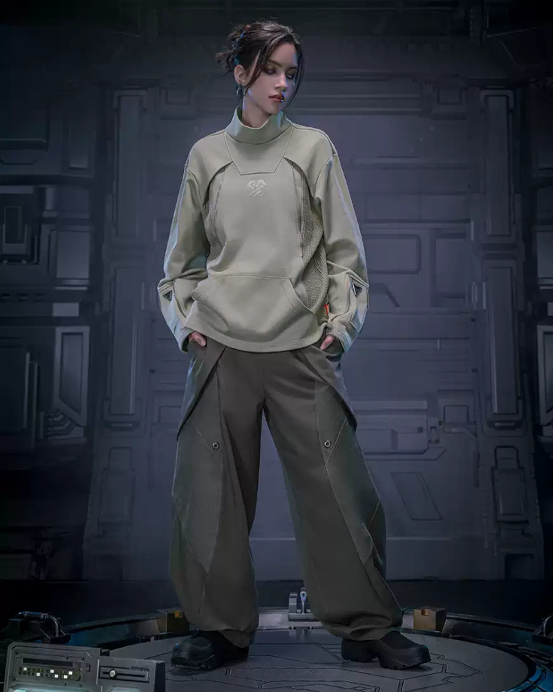 Sweat à Col Roulé Futuriste - mode futuriste - Sweat à Col Roulé Cyberpunk au Style Futuriste