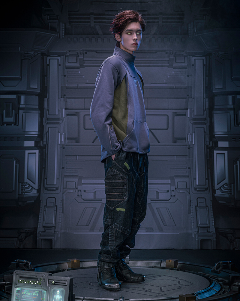 Sweat à Col Roulé Futuriste -  tissu confortable - Sweat à Col Roulé Cyberpunk au Style Futuriste