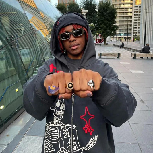 Sweat à motif squelette - sweat à capuche - Sweat à motif squelette pour un style Y2K audacieux