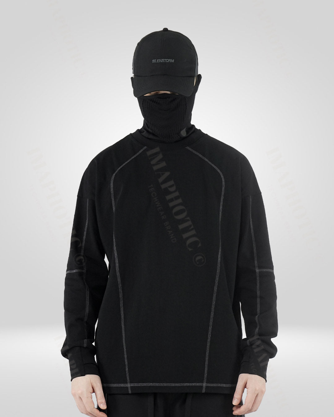 Sweat-shirt en Coton Noir Classique -  coton noir - Sweat-shirt en Coton Noir avec Trou pour Pouce