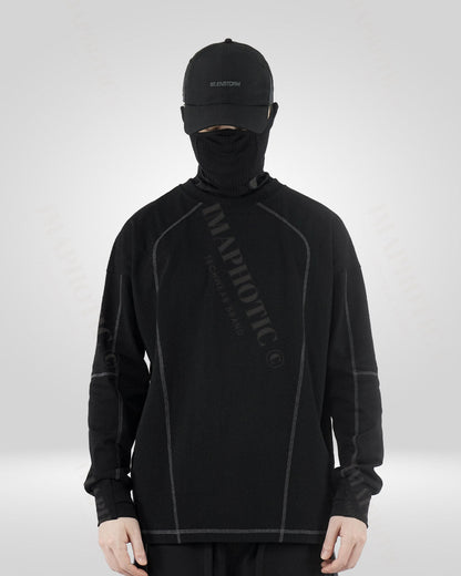 Sweat-shirt en Coton Noir Classique -  coton noir - Sweat-shirt en Coton Noir avec Trou pour Pouce