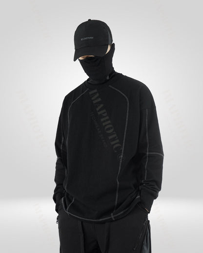Sweat-shirt en Coton Noir Classique -  mode casual - Sweat-shirt en Coton Noir avec Trou pour Pouce