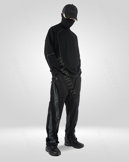 Sweat-shirt en Coton Noir Classique -  printemps automne - Sweat-shirt en Coton Noir avec Trou pour Pouce