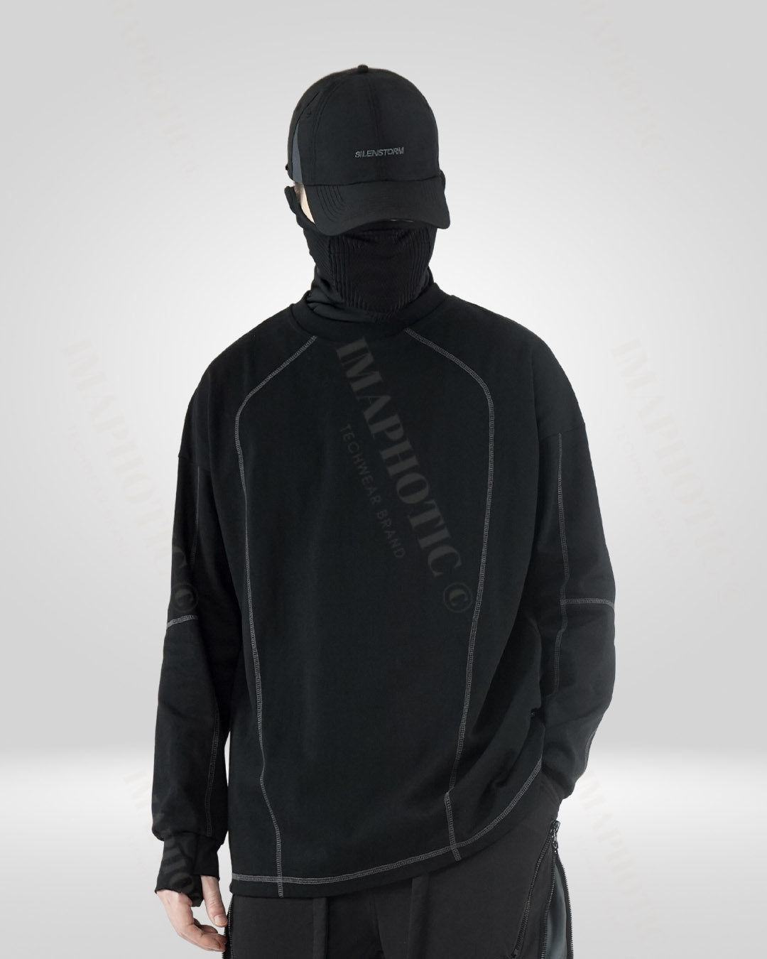 Sweat-shirt en Coton Noir Classique - sweat-shirt - Sweat-shirt en Coton Noir avec Trou pour Pouce