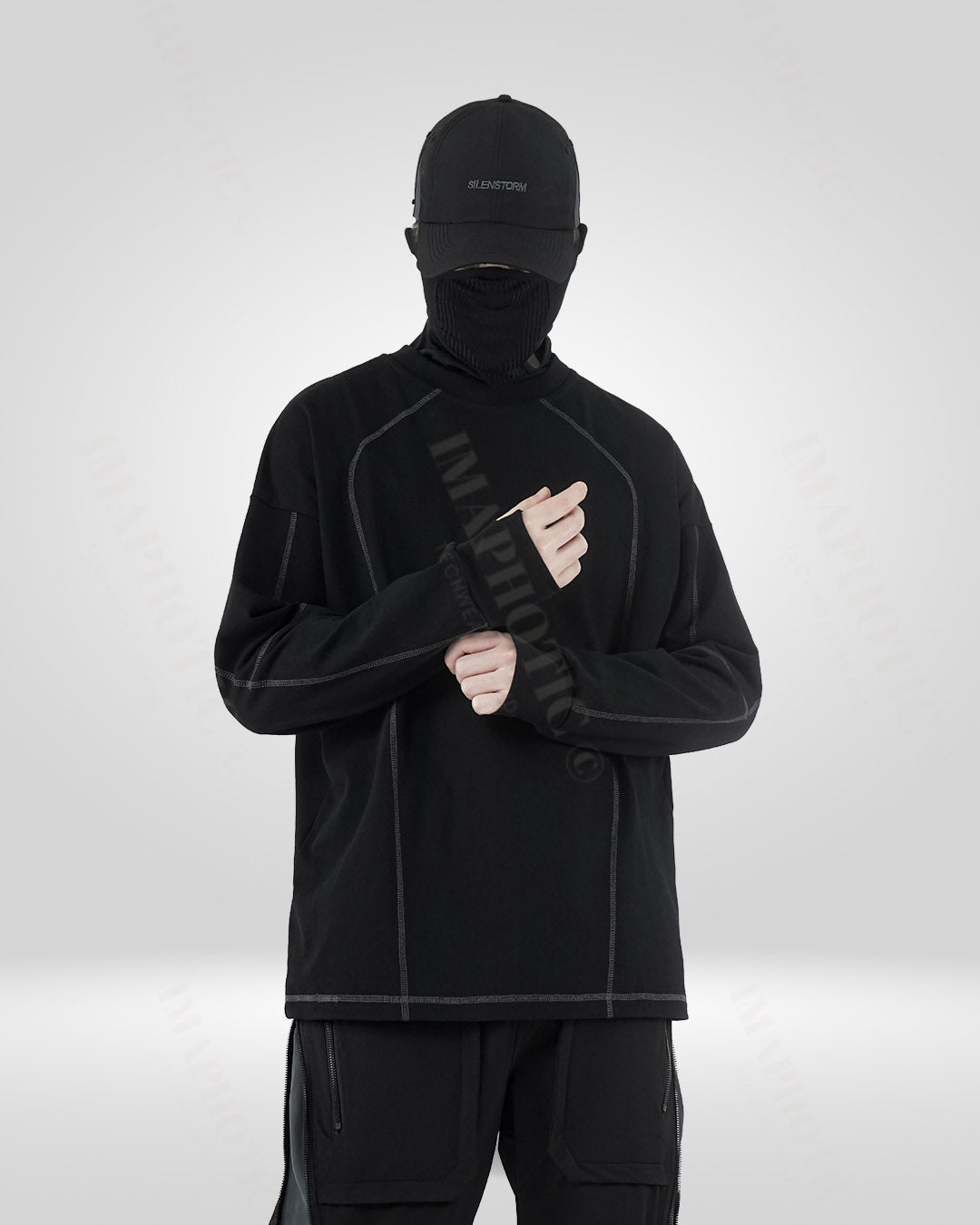 Sweat-shirt en Coton Noir Classique - sweat-shirt pour homme - Sweat-shirt en Coton Noir avec Trou pour Pouce