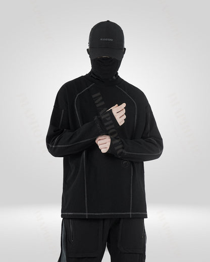 Sweat-shirt en Coton Noir Classique - sweat-shirt pour homme - Sweat-shirt en Coton Noir avec Trou pour Pouce