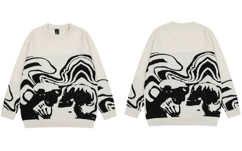 Sweater noir avec crâne -  crâne - Pull noir avec crâne pour un look hivernal tendance