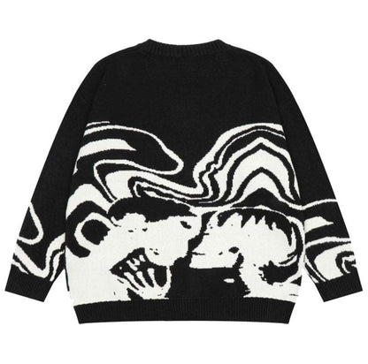 Sweater noir avec crâne - pull chaud pour l'hiver - Pull noir avec crâne pour un look hivernal tendance