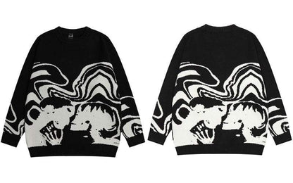 Sweater noir avec crâne - pull noir - Pull noir avec crâne pour un look hivernal tendance