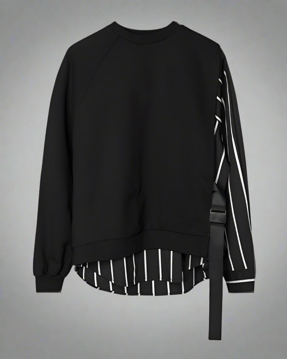 Sweatshirt avec Détails en Ruban Vibrant -  vêtements techwear - Sweatshirt Confortable avec Détails en Ruban