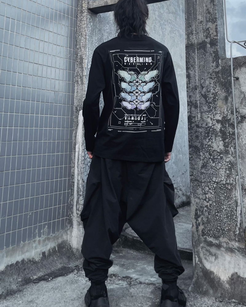Sweatshirt Crewneck Inspiré de la Galaxie -  modèle futuriste - Sweatshirt Crewneck Inspiré de la Galaxie en Noir
