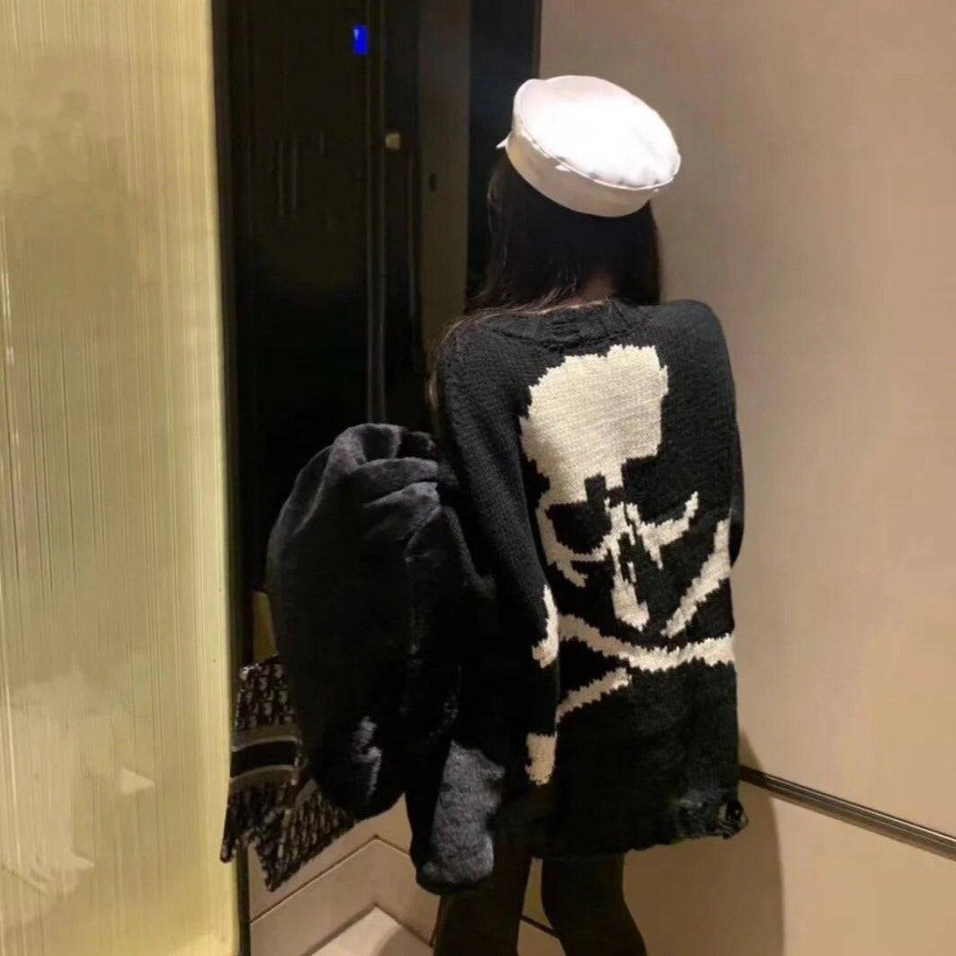 Sweatshirt Crâne -  crâne - Sweatshirt Crâne Noir au Style Streetwear