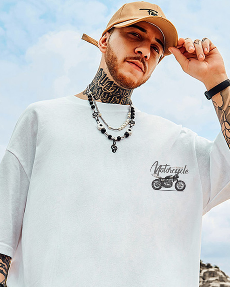 T-shirt Biker Oversized Intrépide -  coupe oversized - T-shirt Biker Oversized au Style Urbain
