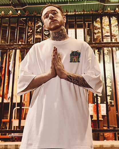 T-Shirt Chanceux Chic -  blanc - T-Shirt Graphique Surdimensionné pour un Style Décontracté