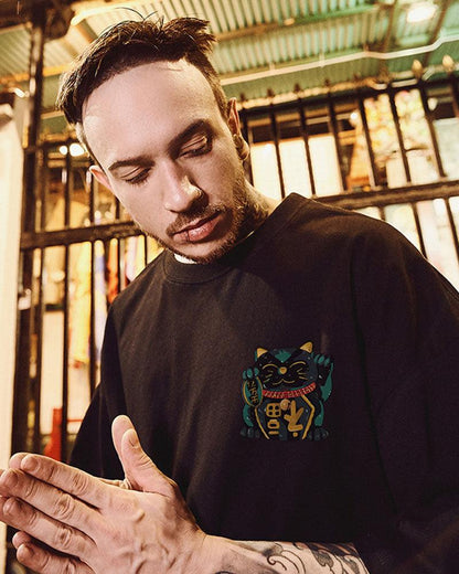 T-Shirt Chanceux Chic -  design europe - T-Shirt Graphique Surdimensionné pour un Style Décontracté