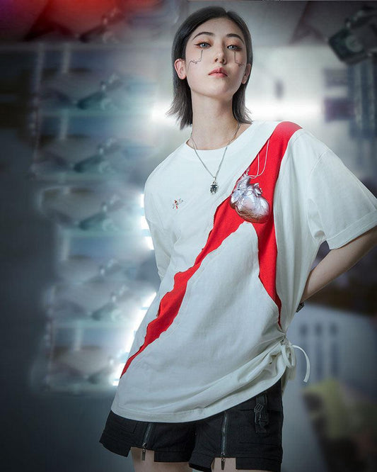 T-shirt Cœur Mécanique Futuriste - mode audacieuse - T-shirt Cœur Mécanique au Style Cyberpunk