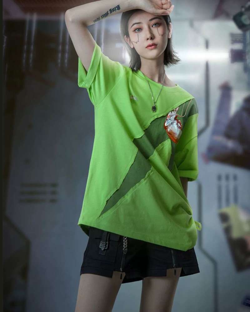 T-shirt Cœur Mécanique Futuriste -  coton - T-shirt Cœur Mécanique au Style Cyberpunk