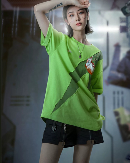 T-shirt Cœur Mécanique Futuriste -  coton - T-shirt Cœur Mécanique au Style Cyberpunk