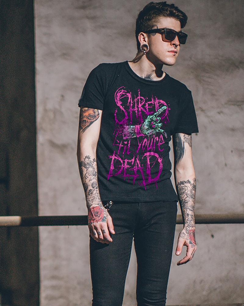 T-shirt de Moto Gothique Rebel Spirit -  moto - T-shirt de Moto Gothique en Noir pour un Style Unique