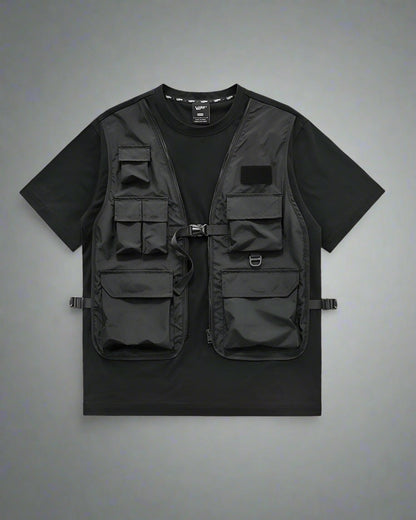 T-shirt de Performance Dynamique à Couches - t-shirt techwear - T-shirt de Performance Dynamique avec Design Unique