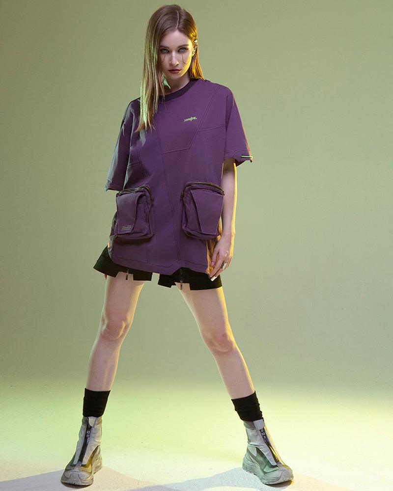 T-shirt de Poche Cyberpunk Révolutionnaire -  mode urbaine - T-shirt Cyberpunk en Coton pour un Style Urbain