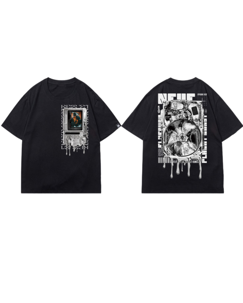 T-shirt en Coton City Spirit -  mode techwear - T-shirt en coton noir style techwear et futuriste