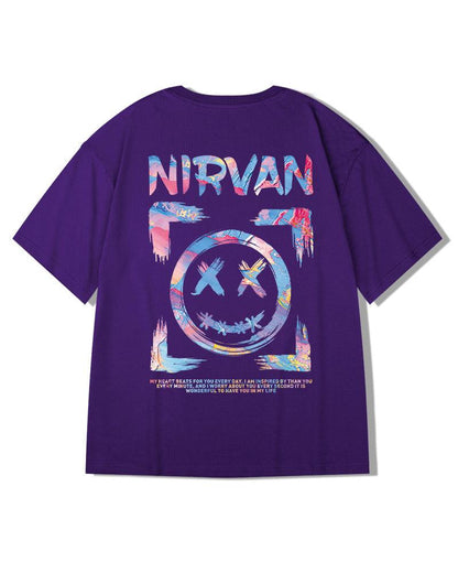 T-shirt Graphique Ambiance Joyeuse -  streetwear - T-shirt Graphique Oversize avec Smiley