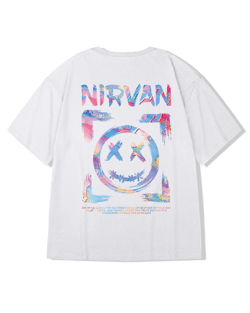 T-shirt Graphique Ambiance Joyeuse -  tissu confortable - T-shirt Graphique Oversize avec Smiley