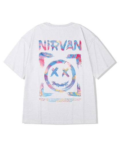 T-shirt Graphique Ambiance Joyeuse -  tissu confortable - T-shirt Graphique Oversize avec Smiley