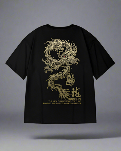 T-shirt Graphique Dragon Intrépide -  confort quotidien - T-shirt Graphique Dragon Intrépide en Coupe Oversized