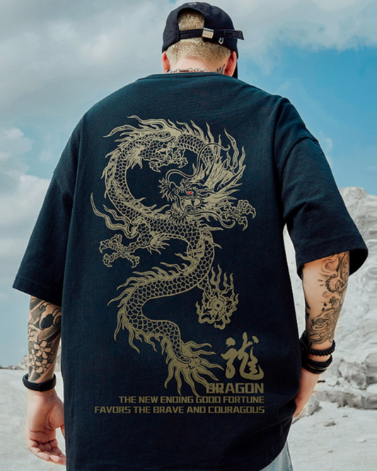 T-shirt Graphique Dragon Intrépide - t-shirt - T-shirt Graphique Dragon Intrépide en Coupe Oversized