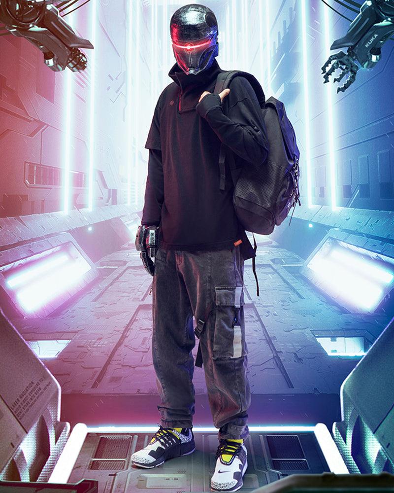 T-shirt Guerrier de Fer Futuriste -  veste techwear - T-shirt Guerrier de Fer Futuriste en violet confortable