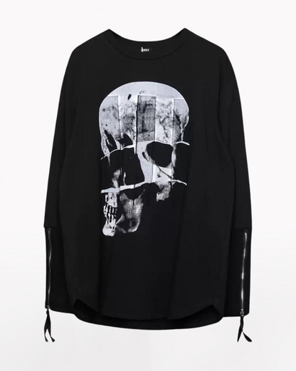 T-shirt à manches longues squelette effrayant -  mode streetwear - T-shirt à manches longues squelette pour un look audacieux
