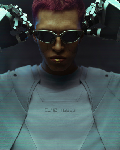 T-Shirt Mecha Cyberpunk - t-shirt futuriste - T-Shirt Mecha Cyberpunk au style futuriste