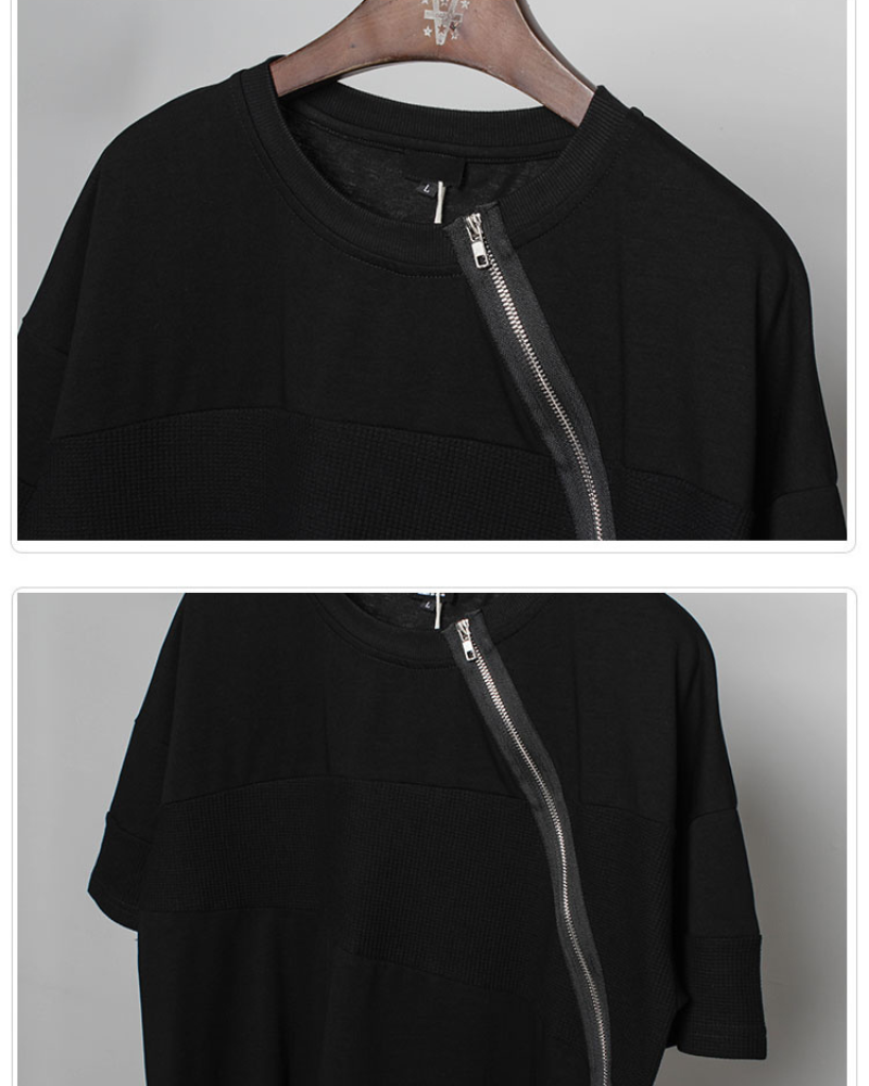 T-shirt à Ourlet Zippé Tendance - style audacieux - T-shirt à Ourlet Zippé pour un Look Tendance