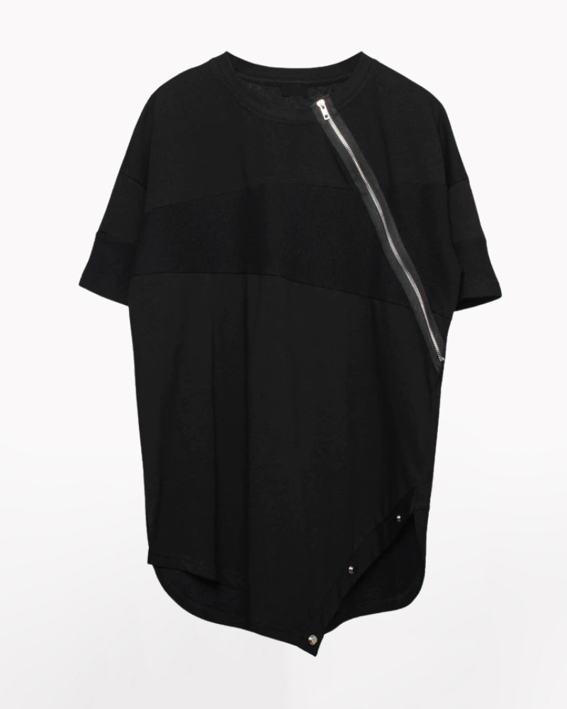 T-shirt à Ourlet Zippé Tendance -  urban - T-shirt à Ourlet Zippé pour un Look Tendance