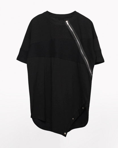 T-shirt à Ourlet Zippé Tendance -  urban - T-shirt à Ourlet Zippé pour un Look Tendance