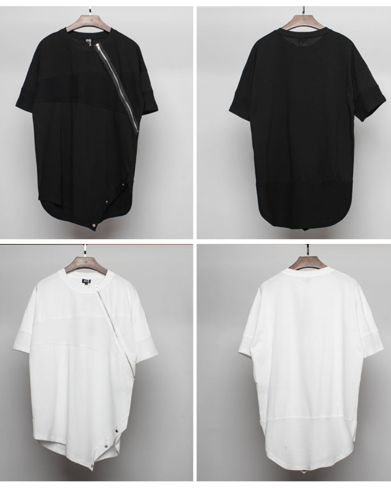 T-shirt à Ourlet Zippé Tendance -  vêtement urbain - T-shirt à Ourlet Zippé pour un Look Tendance