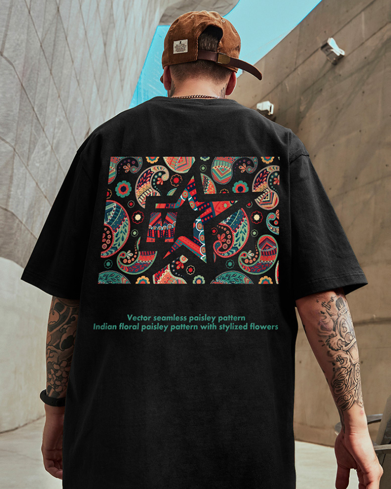 T-shirt Paisley Oversize Chic -  mode - T-shirt Oversize Chic avec Design Graphique Unique