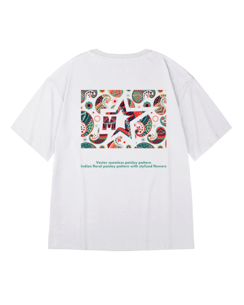T-shirt Paisley Oversize Chic -  oversize - T-shirt Oversize Chic avec Design Graphique Unique