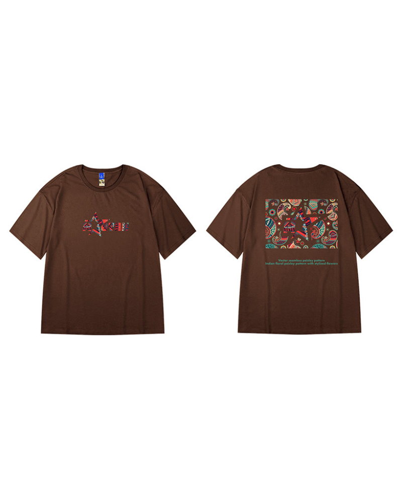 T-shirt Paisley Oversize Chic - t-shirt - T-shirt Oversize Chic avec Design Graphique Unique