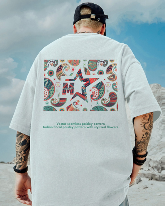 T-shirt Paisley Oversize Chic - t-shirt - T-shirt Oversize Chic avec Design Graphique Unique