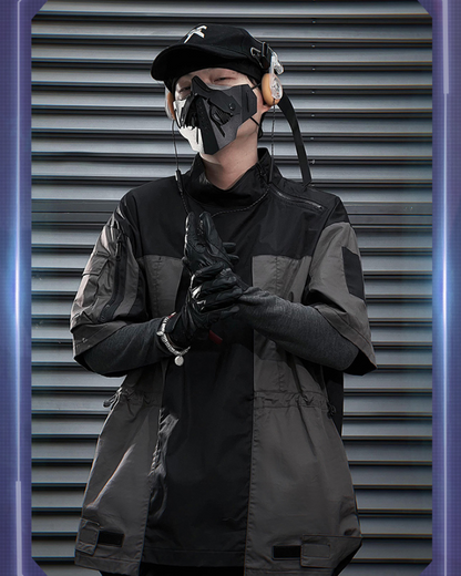 T-shirt Performance Patchwork Dynamique -  esthétique cyberpunk - T-shirt Cargo Techwear pour une allure moderne