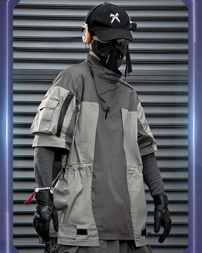 T-shirt Performance Patchwork Dynamique -  gris - T-shirt Cargo Techwear pour une allure moderne