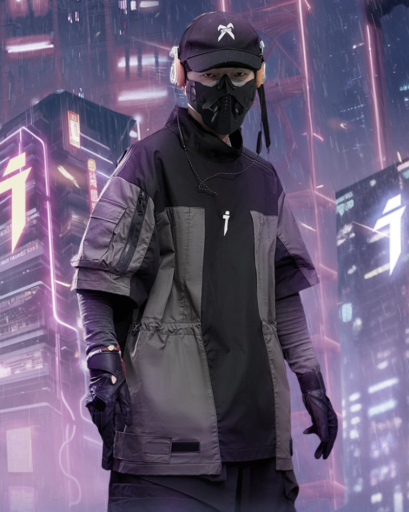 T-shirt Performance Patchwork Dynamique -  noir - T-shirt Cargo Techwear pour une allure moderne