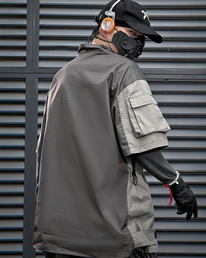 T-shirt Performance Patchwork Dynamique - t-shirt cargo fonctionnel - T-shirt Cargo Techwear pour une allure moderne