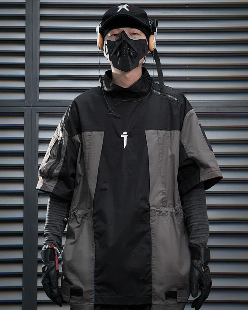 T-shirt Performance Patchwork Dynamique - t-shirt - T-shirt Cargo Techwear pour une allure moderne