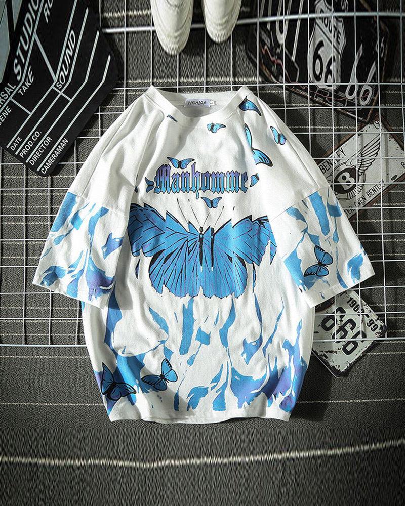 T-shirt Street Style Papillon Audacieux -  street style - T-shirt Audacieux Papillon pour un Style Street