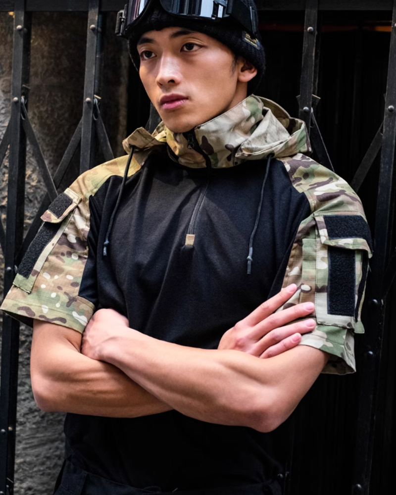 T-shirt tactique camouflage covert -  camouflage - T-shirt camouflage tactique à capuche pour l'extérieur